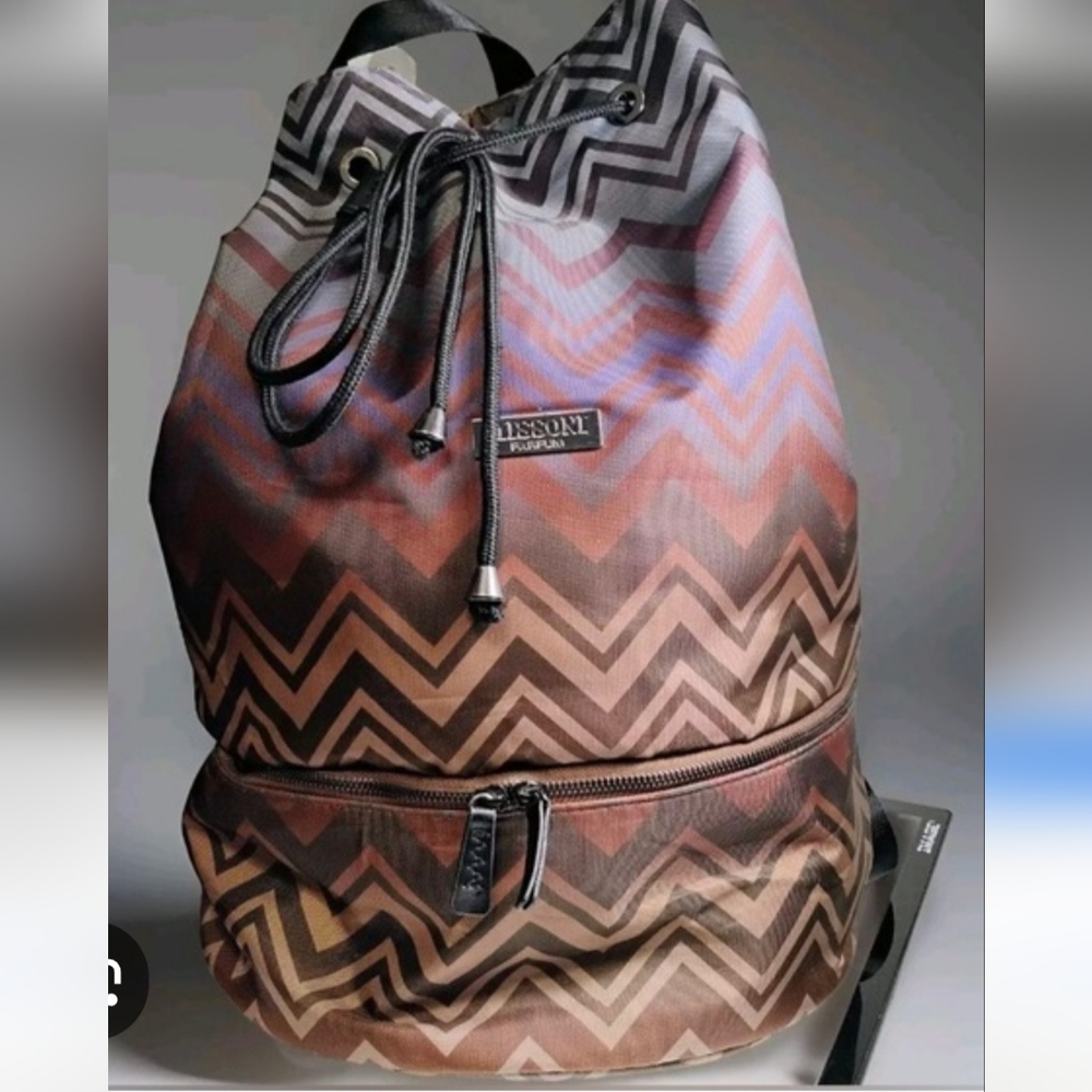 NWT Missoni Multicolor Zigzag Backpack Luggage Gy… - image 1